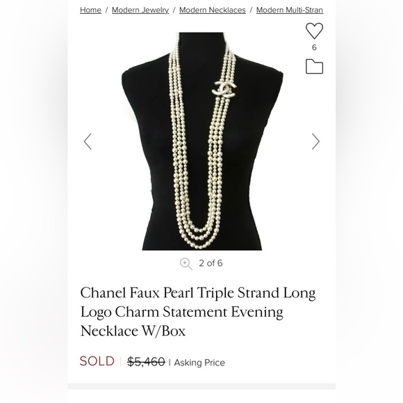 Showstopper Authentic Chanel Triple Pearl long necklace with Box $6500 - Picture 5 of 17